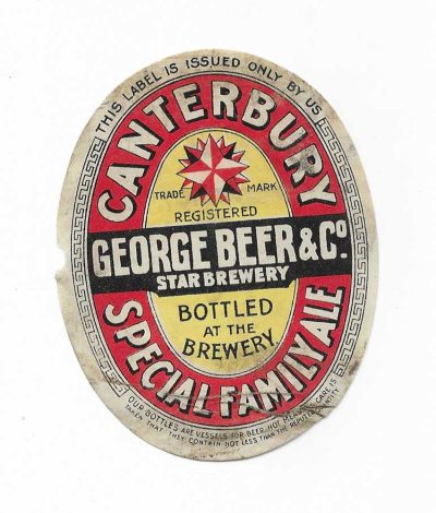 GEORGE BEER - STAR BREWERY - CANTERBURY - c1915 - SEE BOTH PICS