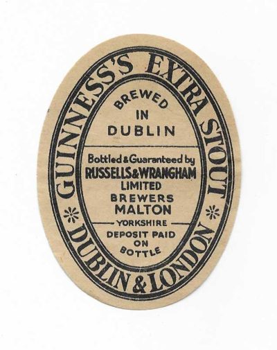 GUINNESS - RUSSELLS & WRANGHAM OF MALTON - SLIGHT GLUE MARKS ON REAR NOT VISIBLE FROM FRONT