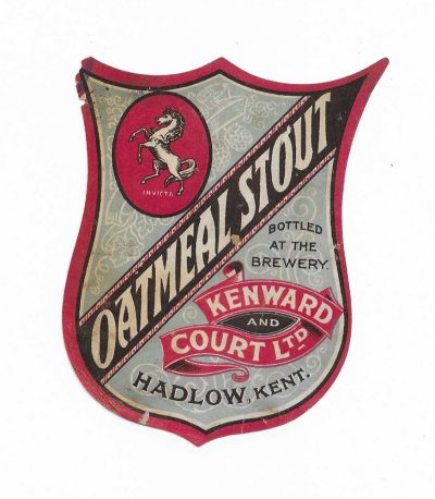 KENWARD AND COURT OF HADLOW - KENT - OATMEAL STOUT - 105mm TALL - SCARCE - SEE 2 PICS - DAMAGE TO TOP LEFT POINT