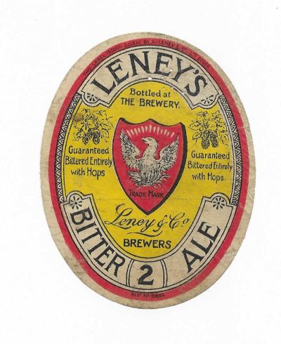 LENEY OF DOVER - BITTER ALE - CHECK WRITING IN TOP RED - SEE BOTH PICS