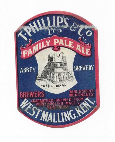 PHILLIPS OF WEST MALLING - FAMILY PALE ALE - FAIR - SCUFFING TO TOP - 2 PICS