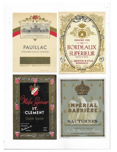 16 DIFFERENT OLD BORDEAUX LABELS - SEE 4 PICS