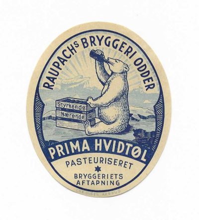 DENMARK - BRYGGERI ODDER - POLAR BEAR - 1940 LABEL