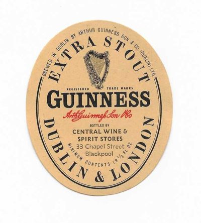 GUINNESS - CENTRAL WINE & SPIRIT STORES - BLACKPOOL - ASK IF YOU WANT CHEAPER 99P POST - BUT YOU TAKE RESPONSIBILITY