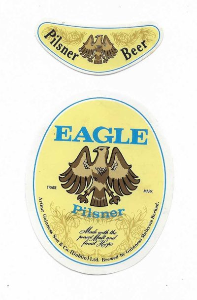 GUINNESS - MALAYSIA - EAGLE PILSNER - LABEL AND NECK - 90mm TALL