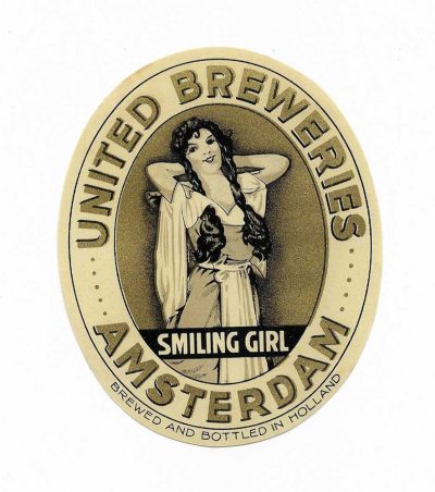 HOLLAND - UNITED BREWERIES - AMSTERDAM - OLD LABEL - SMILING GIRL