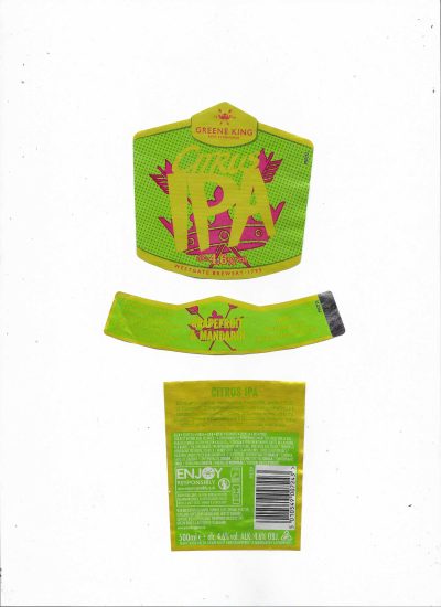 GREENE KING - IPA - CITRUS - SOAKED OFF BOTTLE