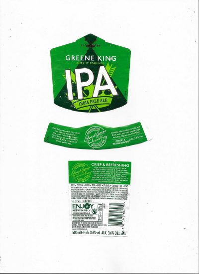 GREENE KING - IPA  - JKL - SOAKED OFF BOTTLE