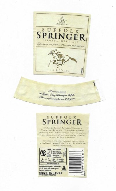 GREENE KING  - SPRINGER - SOAKED OFF BOTTLE
