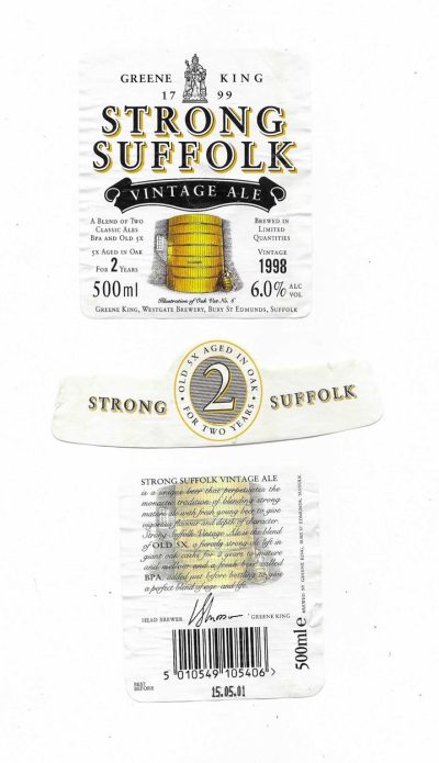 GREENE KING - STRONG SUFFOLK - SOAKED OFF BOTTLE