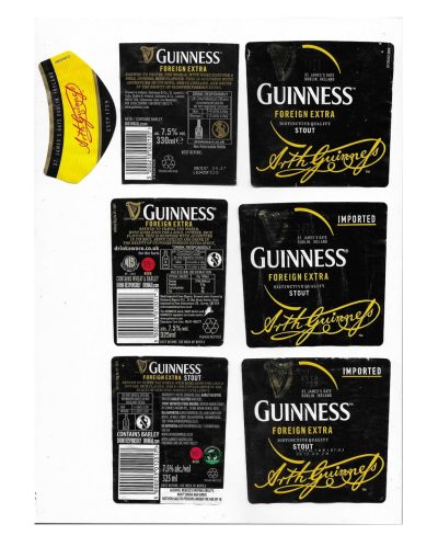 GUINNESS- 3 DIFFERENT - SOAKED OFF BOTTLES - FAIR