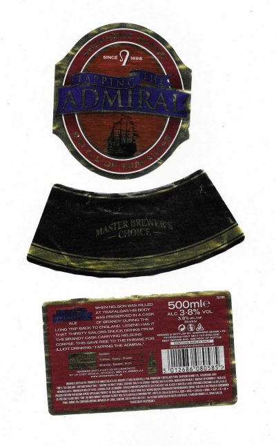 SHEPHERD NEAME OF FAVERSHAM - ADMIRAL  ( 3.8 % ) - USED - ( ACTUALLY NICE COPPER COLOURS )