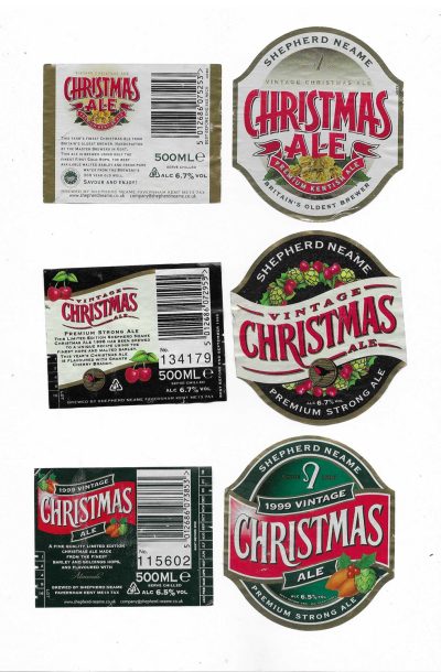 SHEPHERD NEAME OF FAVERSHAM - 3 DIFFERENT CHRISTMAS ALE - USED