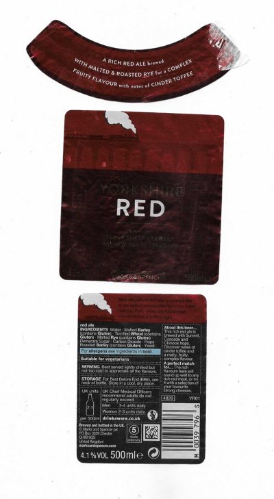 ADNAMS OF SOUTHWOLD - YORKSHIRE RED - USED - TAKEN OFF BOTTLE