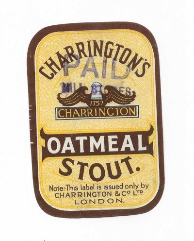 CHARRINGTON'S OATMEAL STOUT - ANCHOR BREWERY - LONDON - 97mm TALL