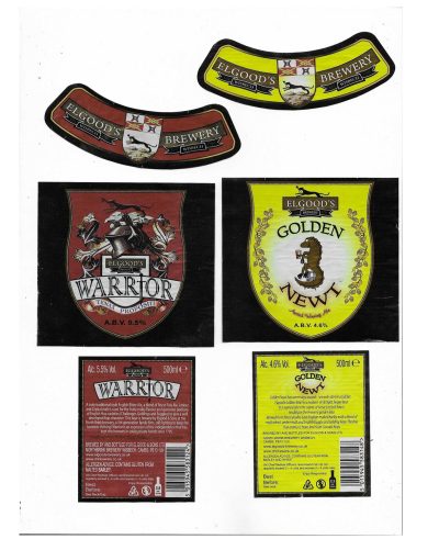 ELGOOD - NEWT & WARRIOR - USED - TAKEN OFF BOTTLES - FAIR