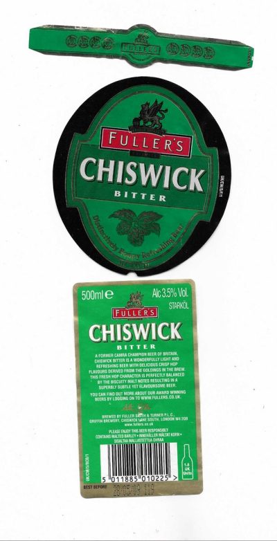 FULLER SMITH & TURNER - CHISWICK BITTER - USED - TAKEN OFF BOTTLE