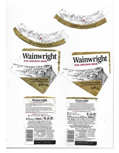 MARSTON'S PLC. - WAINWRIGHT GOLDEN BEER PAIR - USED - TAKEN OFF BOTTLES - FAIR ONLY