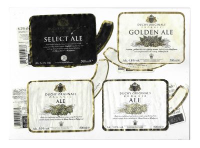 WYCHWOOD BREWERY - DUCHY ORIGINALS - 3 DIFFERENT - USED - TAKEN OFF BOTTLES - FAIR ONLY